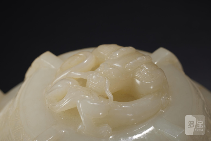 清  白玉冠耳簋式香炉 - 图7